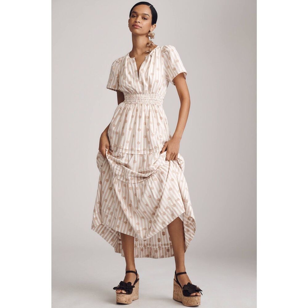 Anthropologie The Somerset Embroidered Floral Maxi Dress